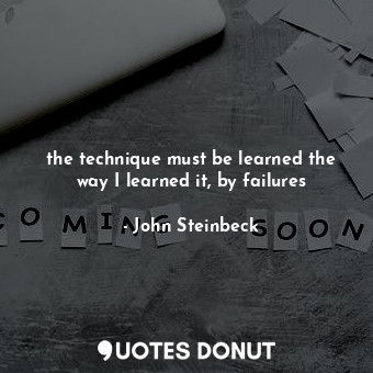 the technique must be learned the way I learned it, by failures