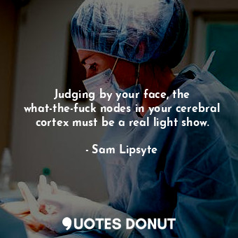  Judging by your face, the what-the-fuck nodes in your cerebral cortex must be a ... - Sam Lipsyte - Quotes Donut