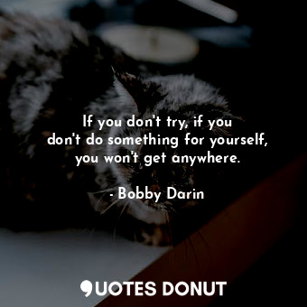  If you don&#39;t try, if you don&#39;t do something for yourself, you won&#39;t ... - Bobby Darin - Quotes Donut