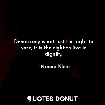 Democracy is not just the right to vote, it is the right to live in dignity.