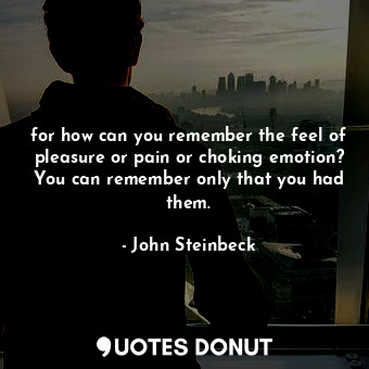 for how can you remember the feel of pleasure or pain or choking emotion? You can remember only that you had them.