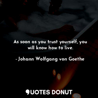  As soon as you trust yourself, you will know how to live.... - Johann Wolfgang von Goethe - Quotes Donut