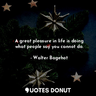  A great pleasure in life is doing what people say you cannot do.... - Walter Bagehot - Quotes Donut