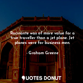 Rocinante was of more value for a true traveller than a jet plane. Jet planes were for business men.