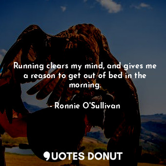  Running clears my mind, and gives me a reason to get out of bed in the morning.... - Ronnie O&#39;Sullivan - Quotes Donut