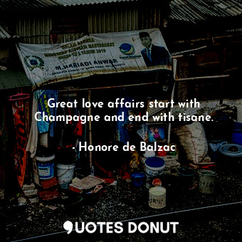 Great love affairs start with Champagne and end with tisane.... - Honore de Balzac - Quotes Donut