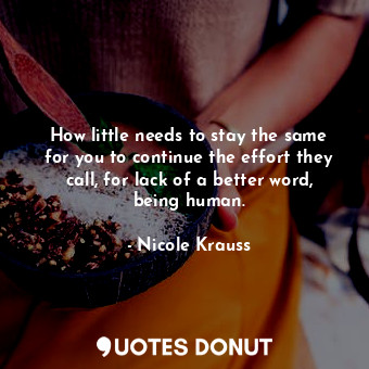  How little needs to stay the same for you to continue the effort they call, for ... - Nicole Krauss - Quotes Donut
