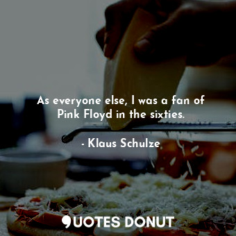  As everyone else, I was a fan of Pink Floyd in the sixties.... - Klaus Schulze - Quotes Donut