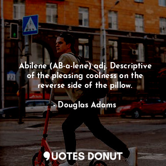  Abilene (AB-a-lene) adj. Descriptive of the pleasing coolness on the reverse sid... - Douglas Adams - Quotes Donut