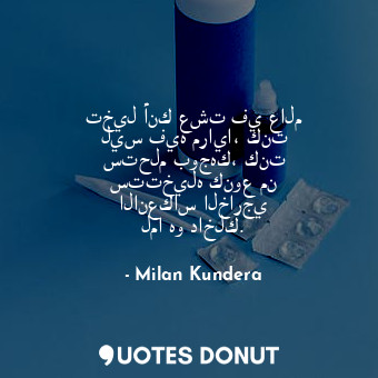  تخيل أنك عشت في عالم ليس فيه مرايا، كنت ستحلم بوجهك، كنت ستتخيله كنوع من الانعكا... - Milan Kundera - Quotes Donut