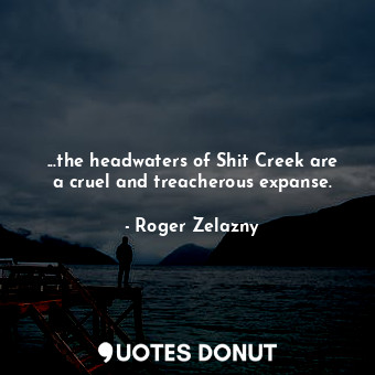 ...the headwaters of Shit Creek are a cruel and treacherous expanse.