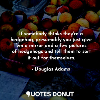  If somebody thinks they&#39;re a hedgehog, presumably you just give &#39;em a mi... - Douglas Adams - Quotes Donut