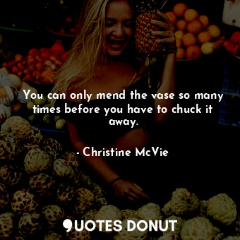  You can only mend the vase so many times before you have to chuck it away.... - Christine McVie - Quotes Donut