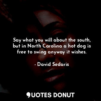  Say what you will about the south, but in North Carolina a hot dog is free to sw... - David Sedaris - Quotes Donut