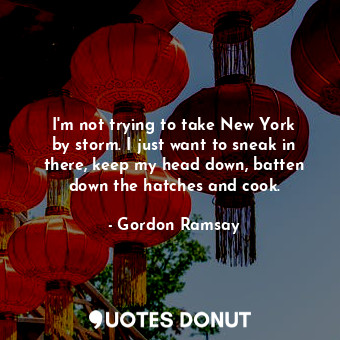  I&#39;m not trying to take New York by storm. I just want to sneak in there, kee... - Gordon Ramsay - Quotes Donut