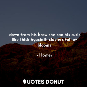  down from his brow she ran his curls like thick hyacinth clusters full of blooms... - Homer - Quotes Donut