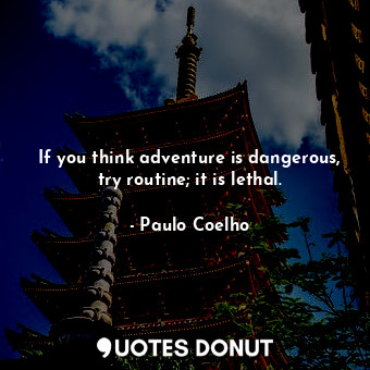  If you think adventure is dangerous, try routine; it is lethal.... - Paulo Coelho - Quotes Donut