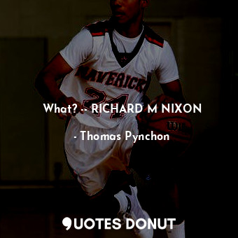  What? -- RICHARD M NIXON... - Thomas Pynchon - Quotes Donut