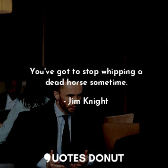 You&#39;ve got to stop whipping a dead horse sometime.