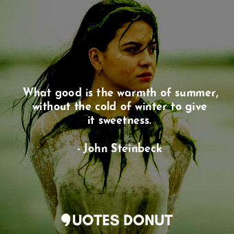  What good is the warmth of summer, without the cold of winter to give it sweetne... - John Steinbeck - Quotes Donut