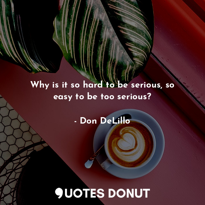  Why is it so hard to be serious, so easy to be too serious?... - Don DeLillo - Quotes Donut