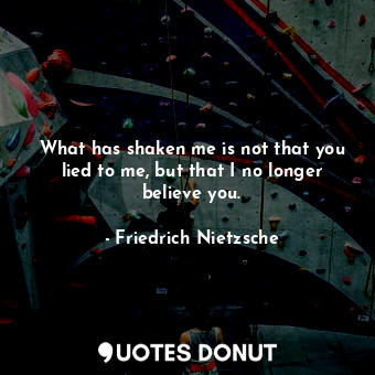 What has shaken me is not that you lied to me, but that I no longer believe you.