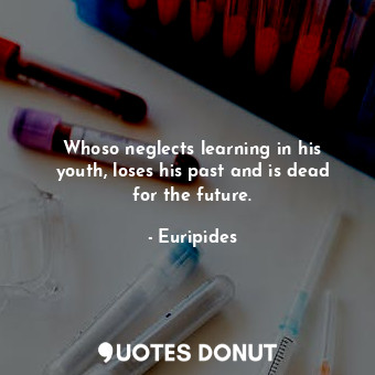 Whoso neglects learning in his youth, loses his past and is dead for the future.