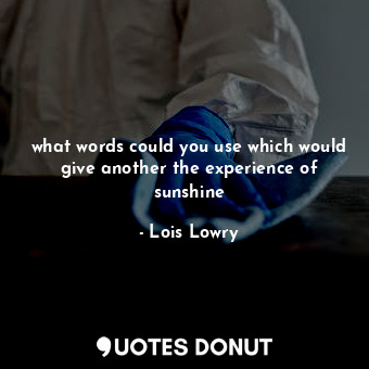  what words could you use which would give another the experience of sunshine... - Lois Lowry - Quotes Donut