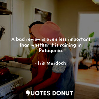  A bad review is even less important than whether it is raining in Patagonia.... - Iris Murdoch - Quotes Donut