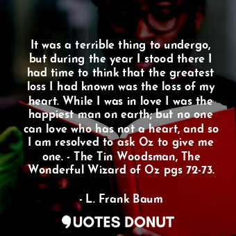  It was a terrible thing to undergo, but during the year I stood there I had time... - L. Frank Baum - Quotes Donut