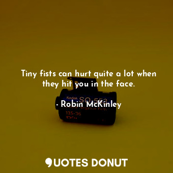  Tiny fists can hurt quite a lot when they hit you in the face.... - Robin McKinley - Quotes Donut