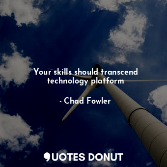 Your skills should transcend technology platform