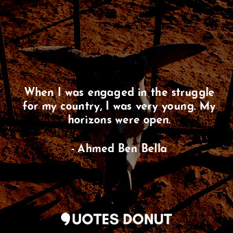 When I was engaged in the struggle for my country, I was very young. My horizons were open.