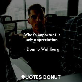  What&#39;s important is self-appreciation.... - Donnie Wahlberg - Quotes Donut