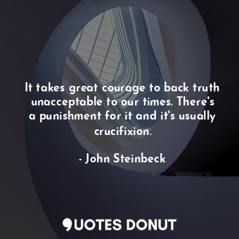 It takes great courage to back truth unacceptable to our times. There's a punishment for it and it's usually crucifixion.
