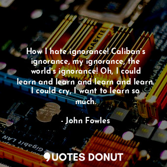  How I hate ignorance! Caliban’s ignorance, my ignorance, the world’s ignorance! ... - John Fowles - Quotes Donut
