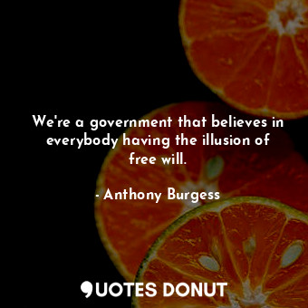 We're a government that believes in everybody having the illusion of free will.