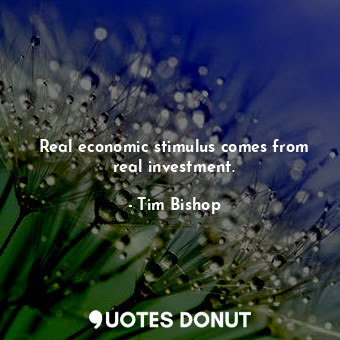  Real economic stimulus comes from real investment.... - Tim Bishop - Quotes Donut