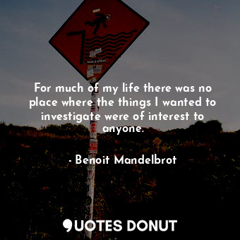  For much of my life there was no place where the things I wanted to investigate ... - Benoit Mandelbrot - Quotes Donut