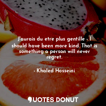 J'aurais du etre plus gentille - I should have been more kind. That is something a person will never regret.