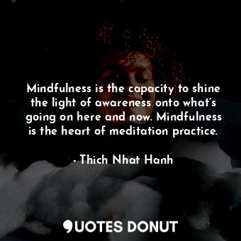 Mindfulness is the capacity to shine the light of awareness onto what’s going on here and now. Mindfulness is the heart of meditation practice.