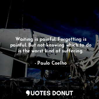  Waiting is painful. Forgetting is painful. But not knowing which to do is the wo... - Paulo Coelho - Quotes Donut