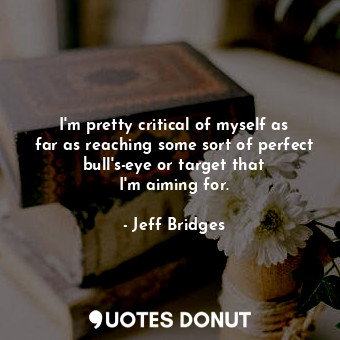  I&#39;m pretty critical of myself as far as reaching some sort of perfect bull&#... - Jeff Bridges - Quotes Donut
