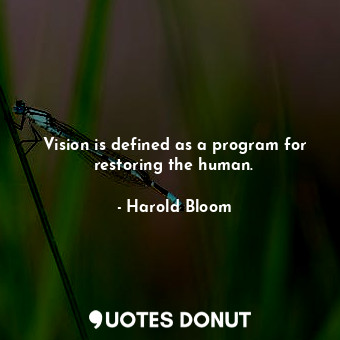  Vision is defined as a program for restoring the human.... - Harold Bloom - Quotes Donut