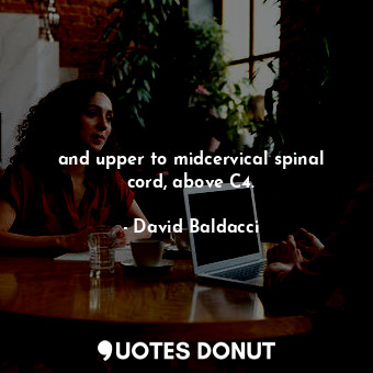  and upper to midcervical spinal cord, above C4.... - David Baldacci - Quotes Donut