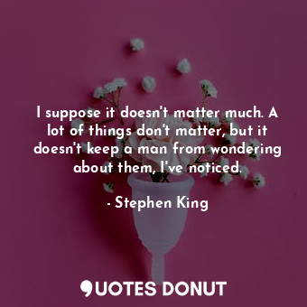  I suppose it doesn't matter much. A lot of things don't matter, but it doesn't k... - Stephen King - Quotes Donut