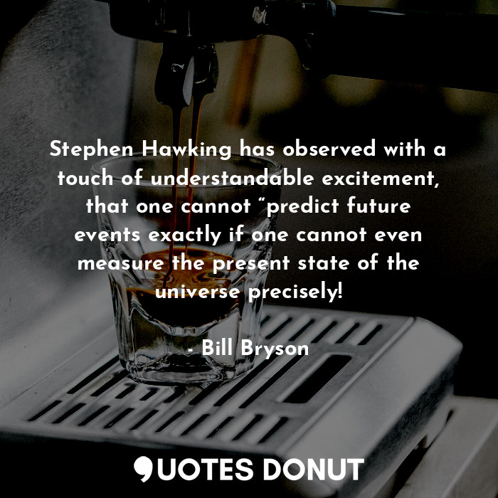 Stephen Hawking has observed with a touch of understandable excitement, that one... - Bill Bryson - Quotes Donut