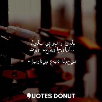  القلب يعرف و إن لم تري العينُ احياناً..... - إبراهيم عبد المجيد - Quotes Donut