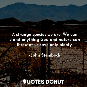 A strange species we are. We can stand anything God and nature can throw at us save only plenty.