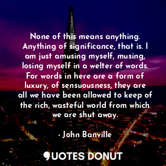  None of this means anything. Anything of significance, that is. I am just amusin... - John Banville - Quotes Donut